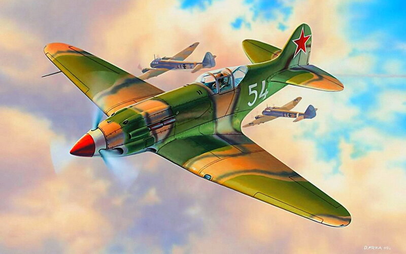 Soviet Fighter Plane — Green, Dramatic