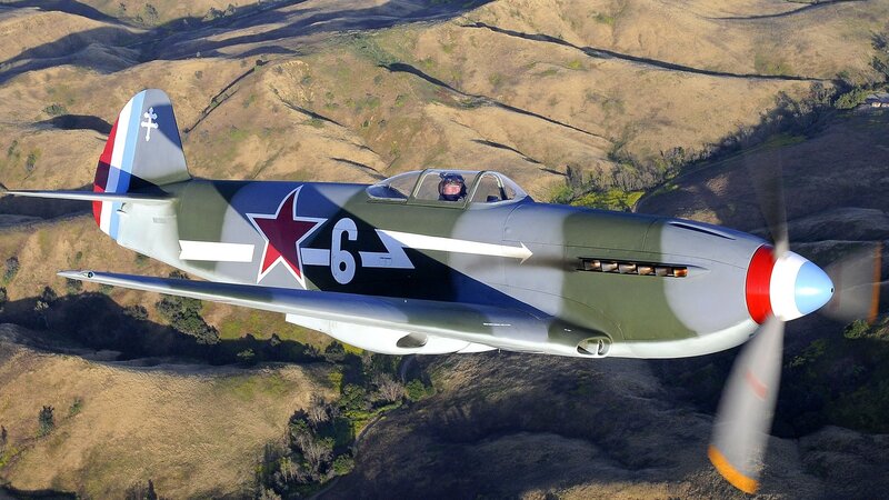 Soviet Fighter Plane — Green, Dynamic, Afternoon, Photograph, Pilot