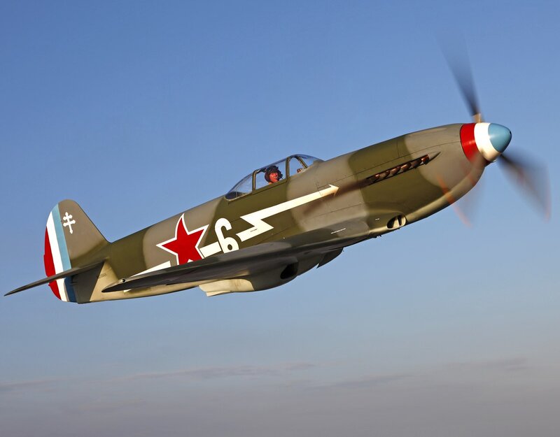 Soviet Fighter Plane — Green, Dynamic, Afternoon