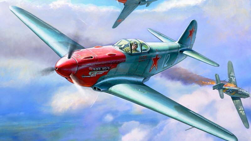 Soviet Fighter Plane in Combat — Blue