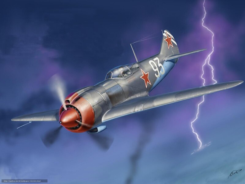 Soviet fighter plane in storm
