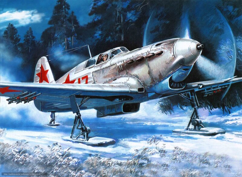 Soviet fighter plane in winter