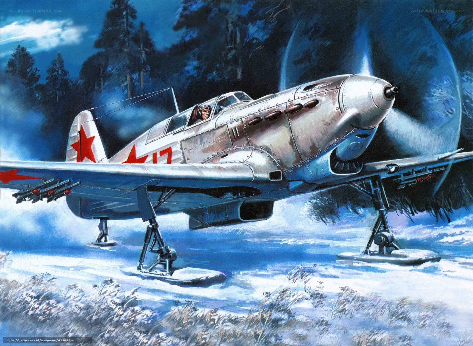 Soviet fighter plane in winter