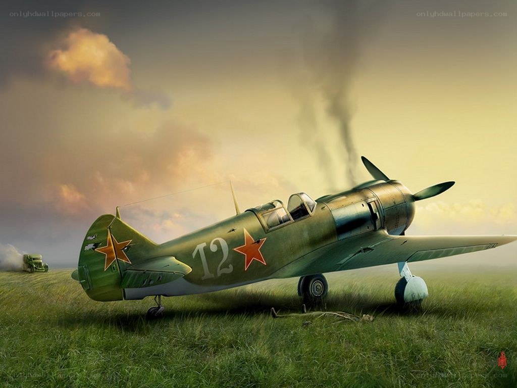 Soviet fighter plane on field