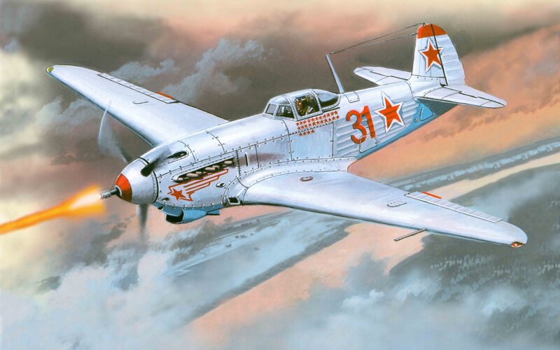 Soviet Fighter Plane — Silver, Dramatic