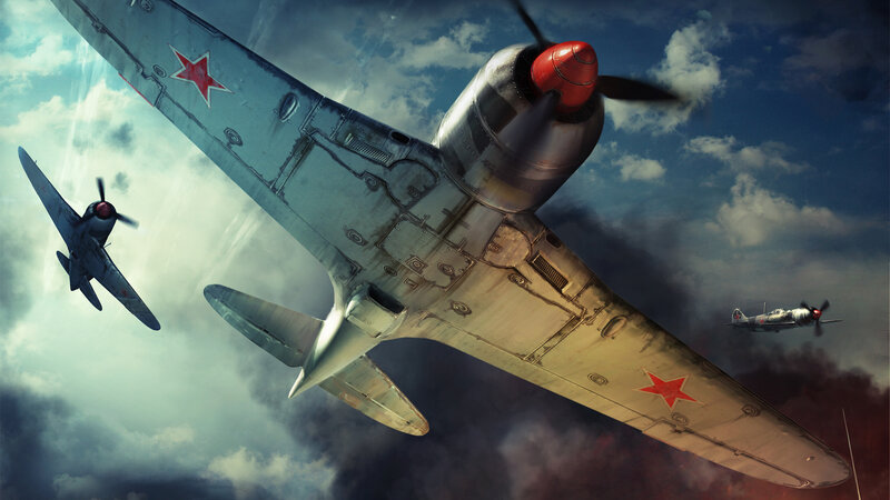 Soviet Fighter Planes — Blue, Dramatic, Digital Art
