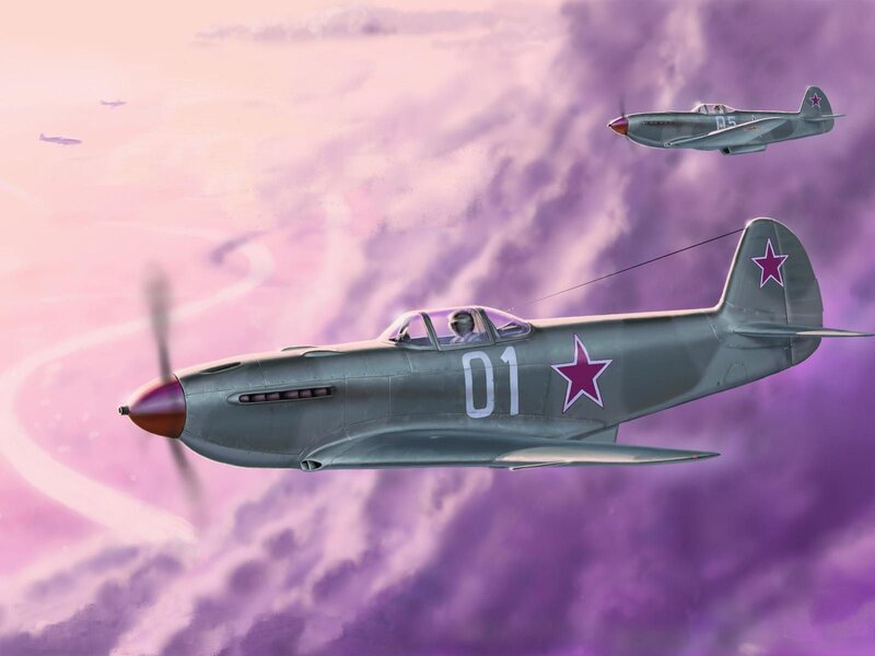 Soviet fighter planes in flight
