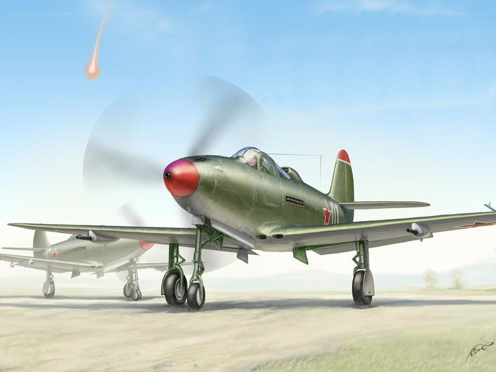 Soviet fighter planes on airfield