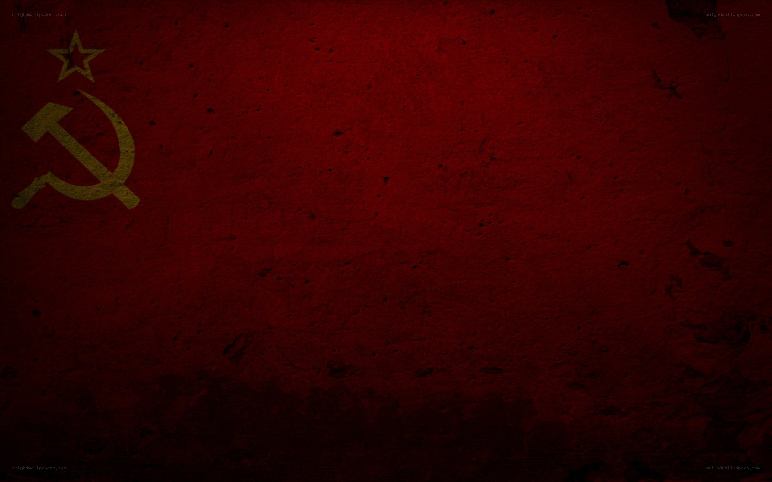Soviet flag on red wall