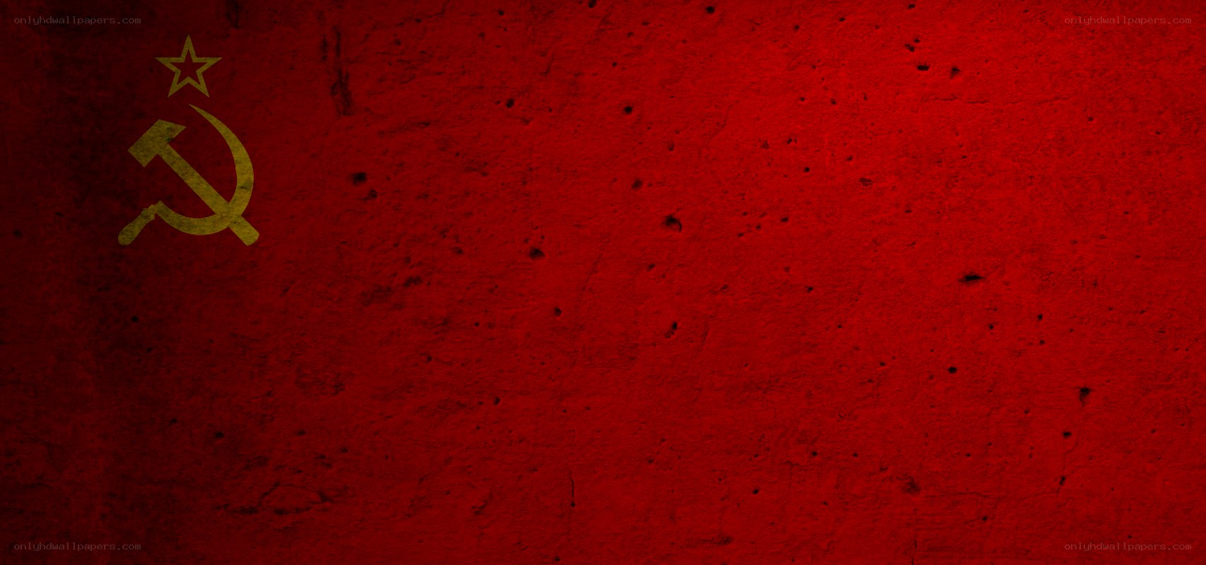 Soviet flag on red wall