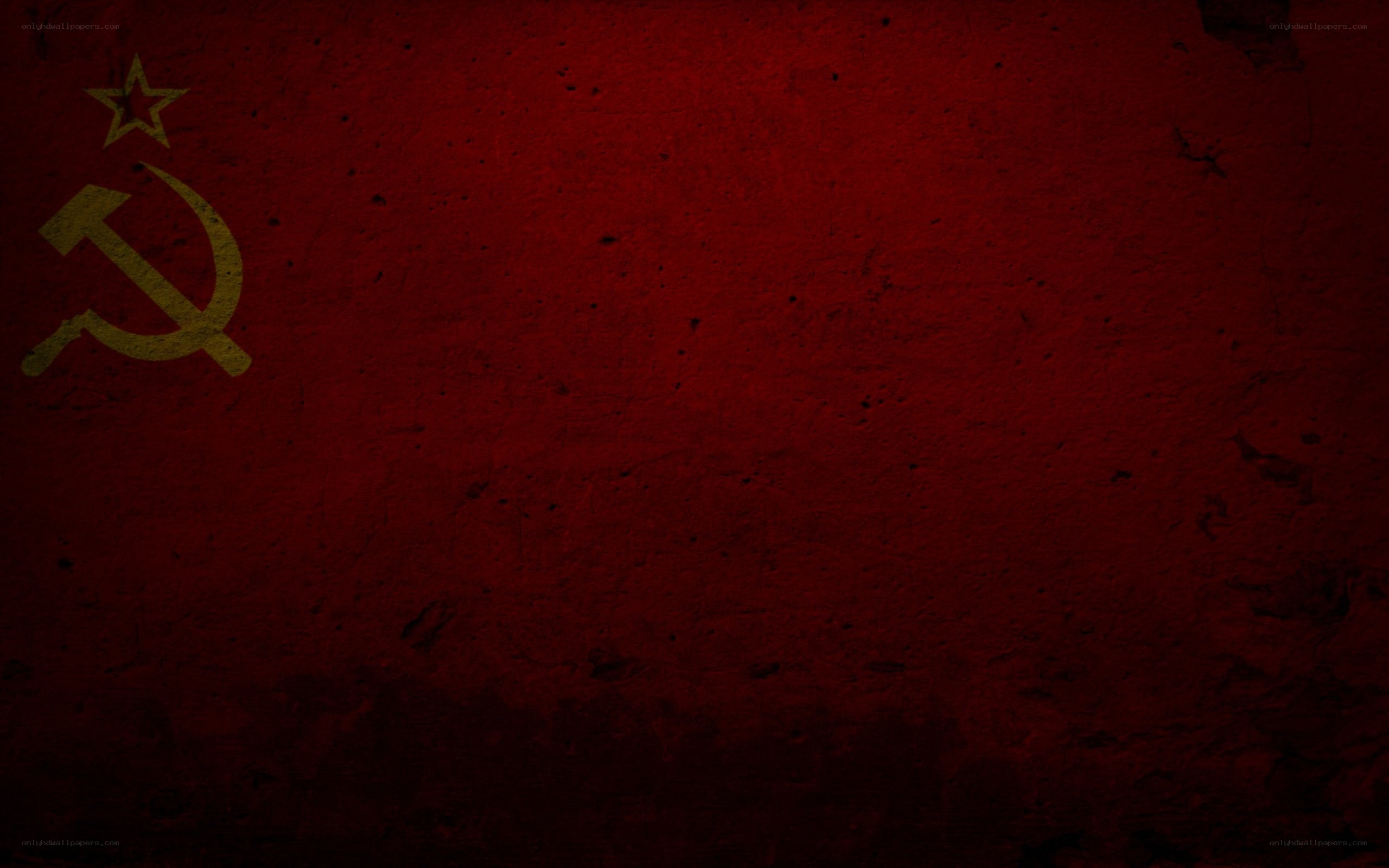 Soviet flag on red wall