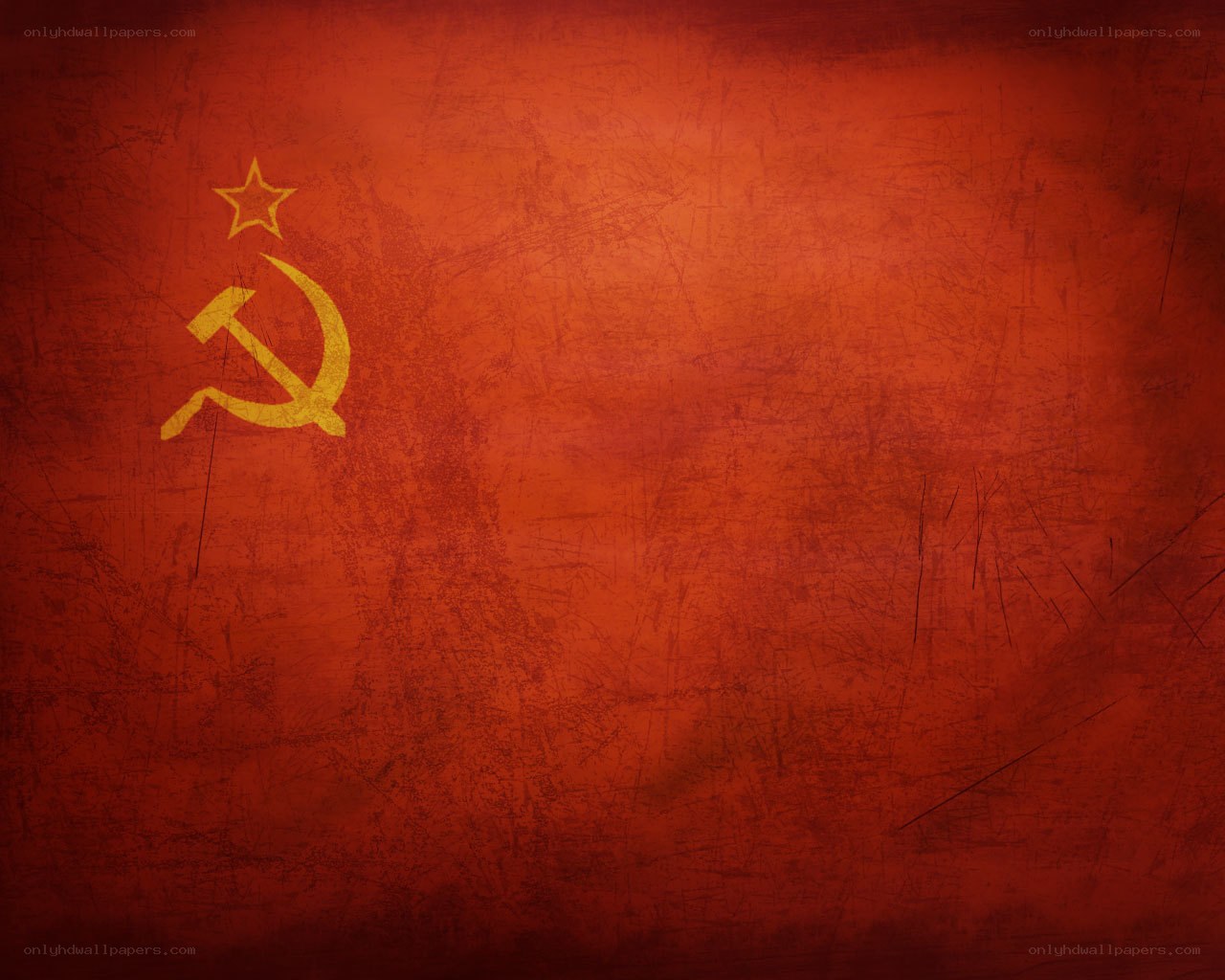 Soviet flag with hammer and sickle