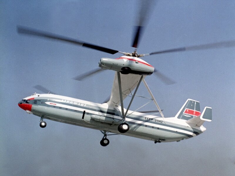 Soviet helicopter plane in flight