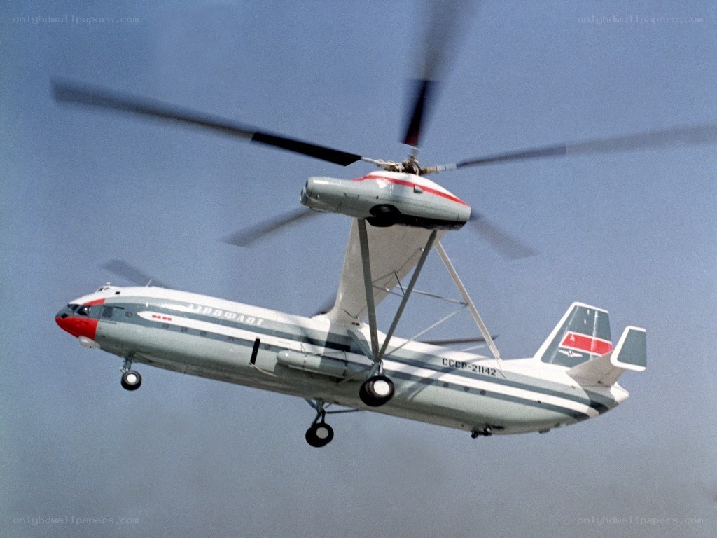 Soviet helicopter plane in flight