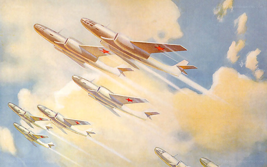 Soviet jet bombers in formation