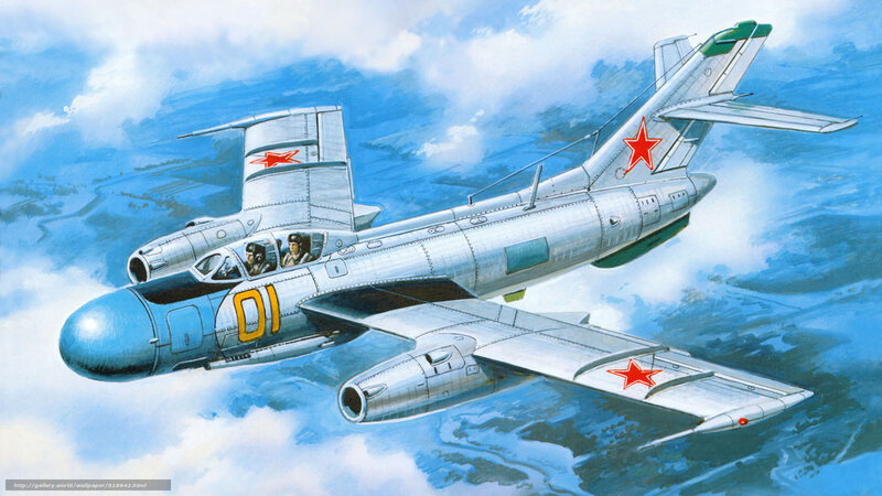 Soviet Jet Fighter — Blue, Dramatic, Illustration