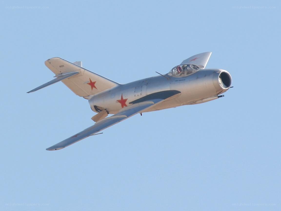 Soviet jet fighter in flight