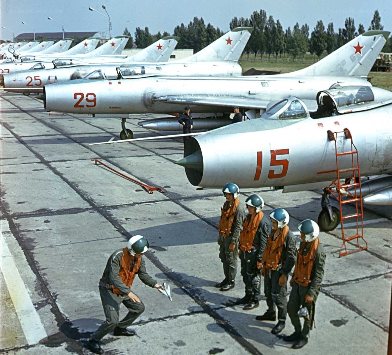 Soviet jet fighters on tarmac