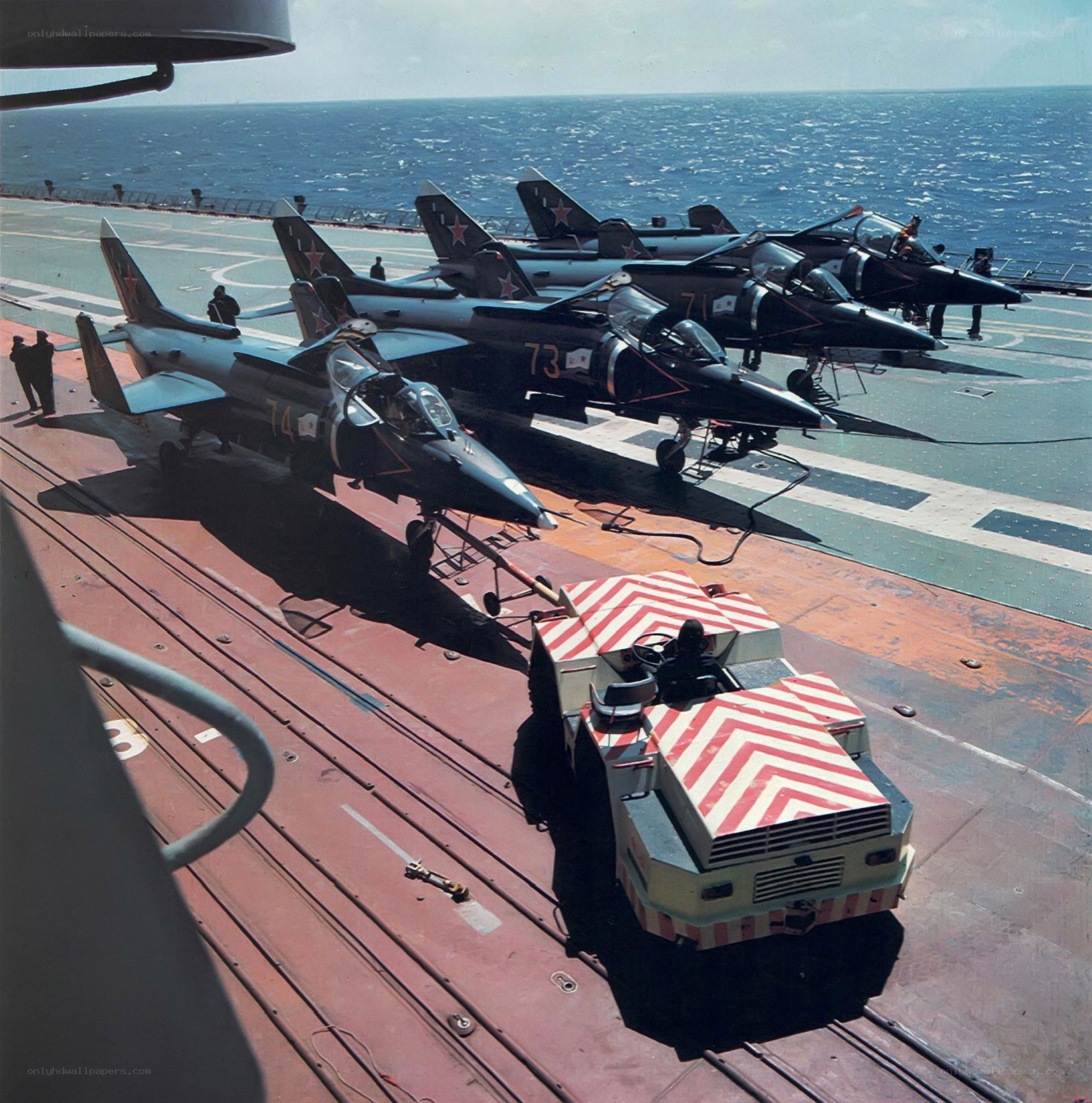 Soviet jets on aircraft carrier
