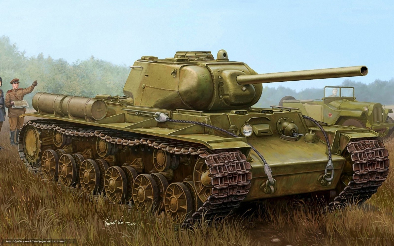 Soviet KV-2 tank in field
