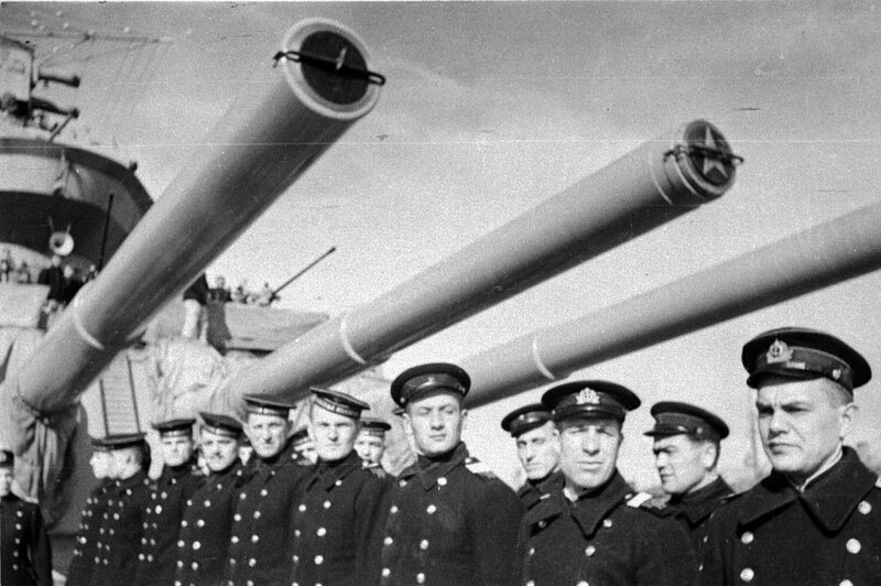 Soviet naval officers on a warship
