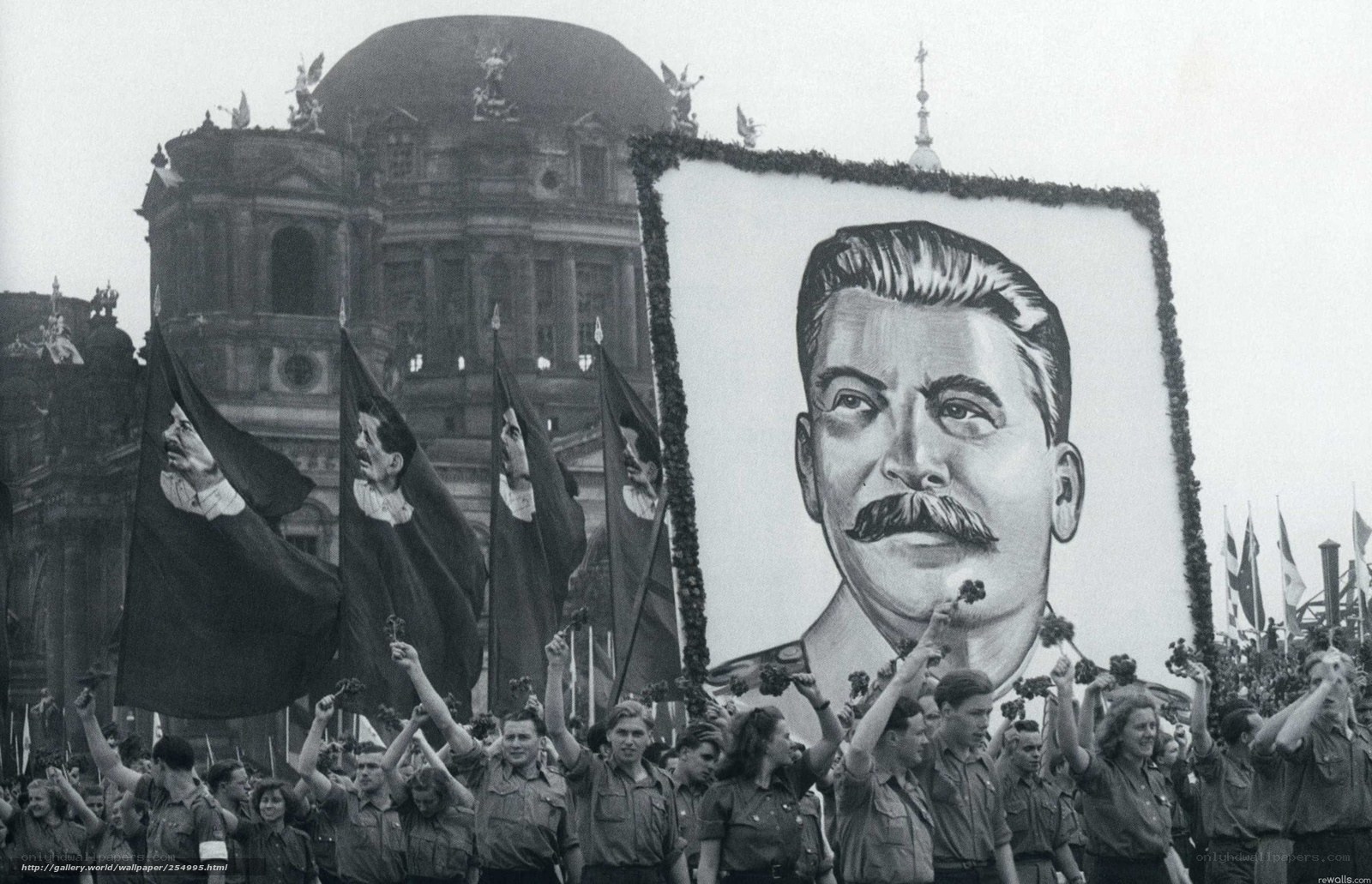 Soviet parade with Stalin portrait