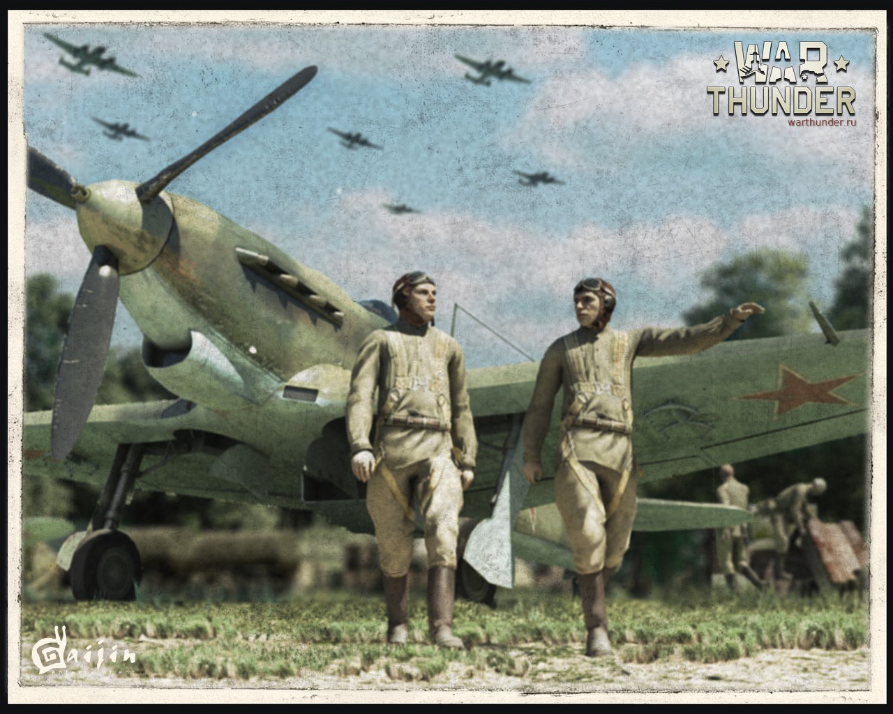 Soviet pilots near fighter plane