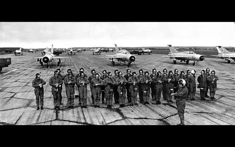 Soviet pilots on airfield