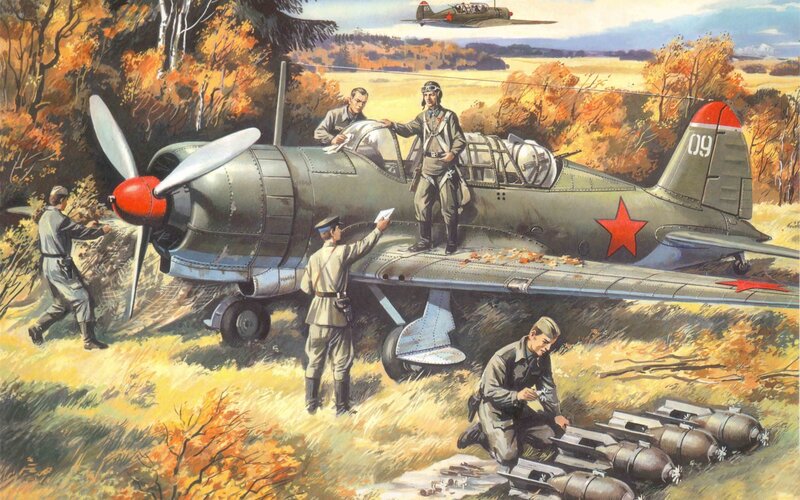 Soviet pilots preparing aircraft
