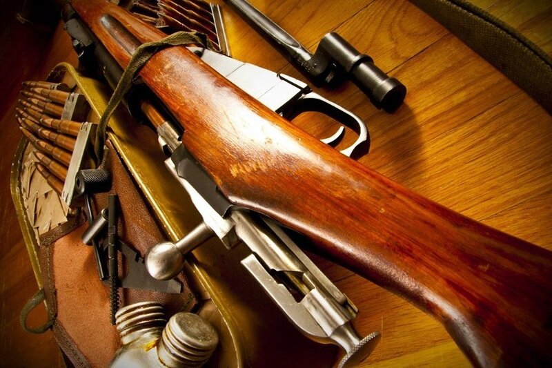 Soviet rifle with accessories