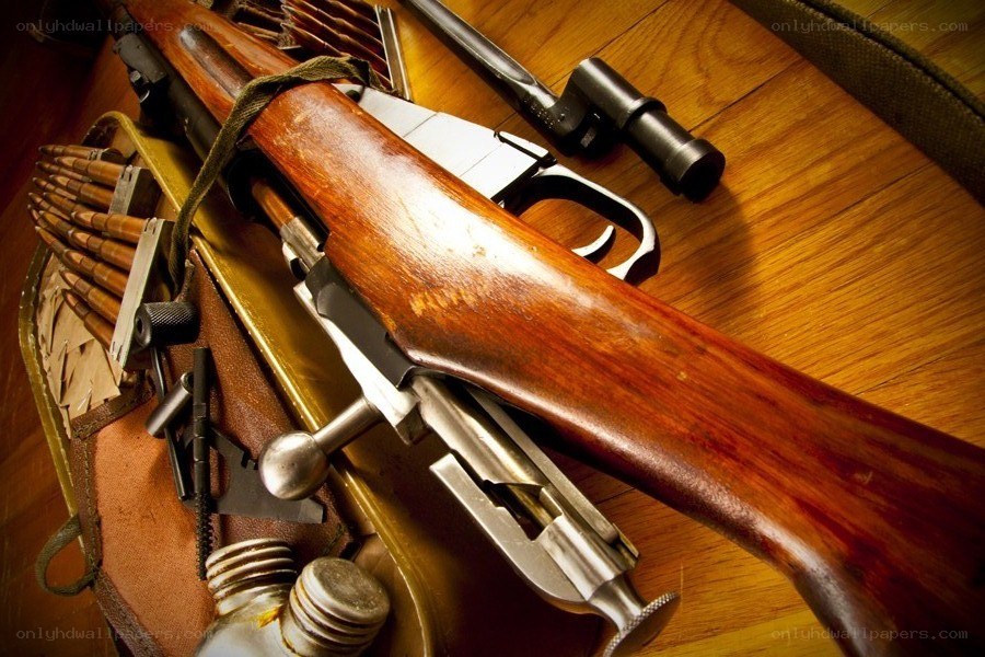 Soviet rifle with accessories