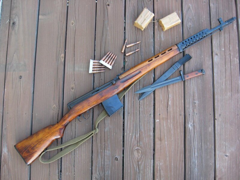 Soviet rifle with ammunition
