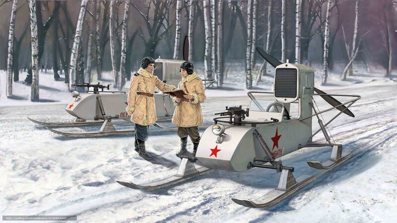 Soviet snowmobiles in winter
