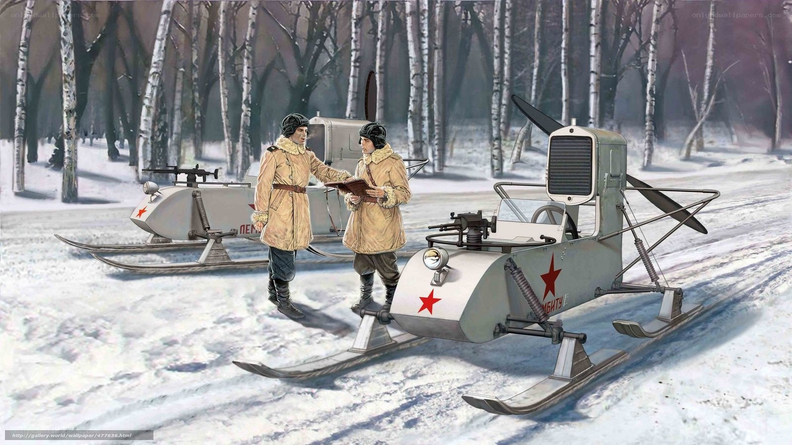 Soviet snowmobiles in winter