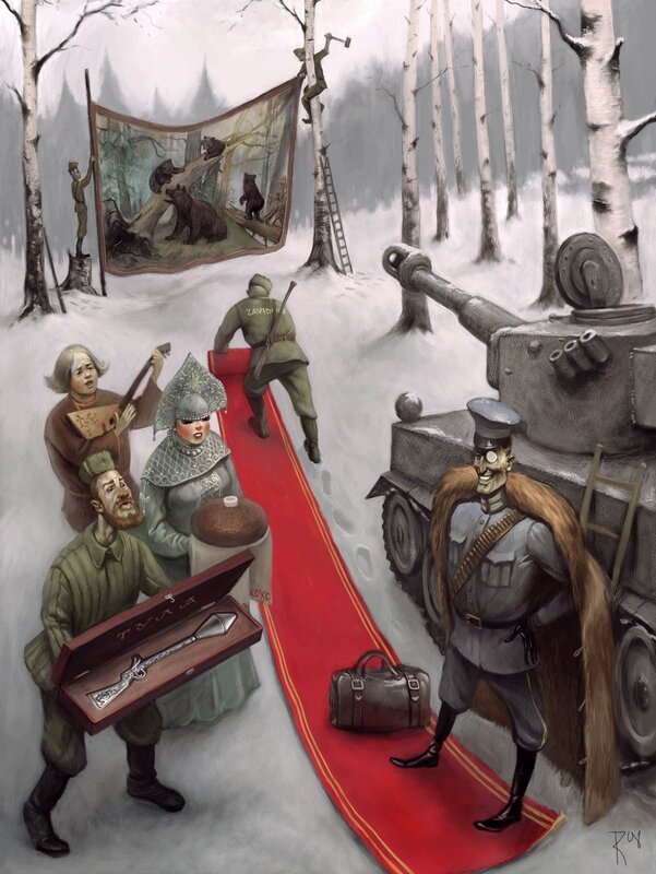 Soviet soldiers in winter forest