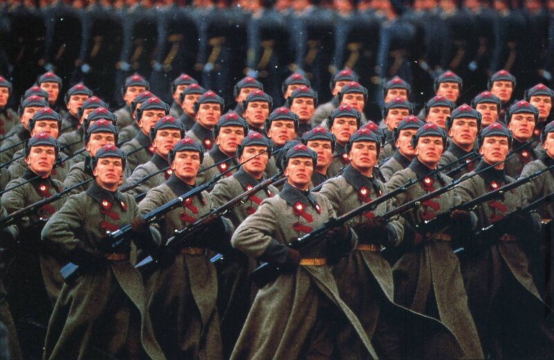 Soviet soldiers marching in formation