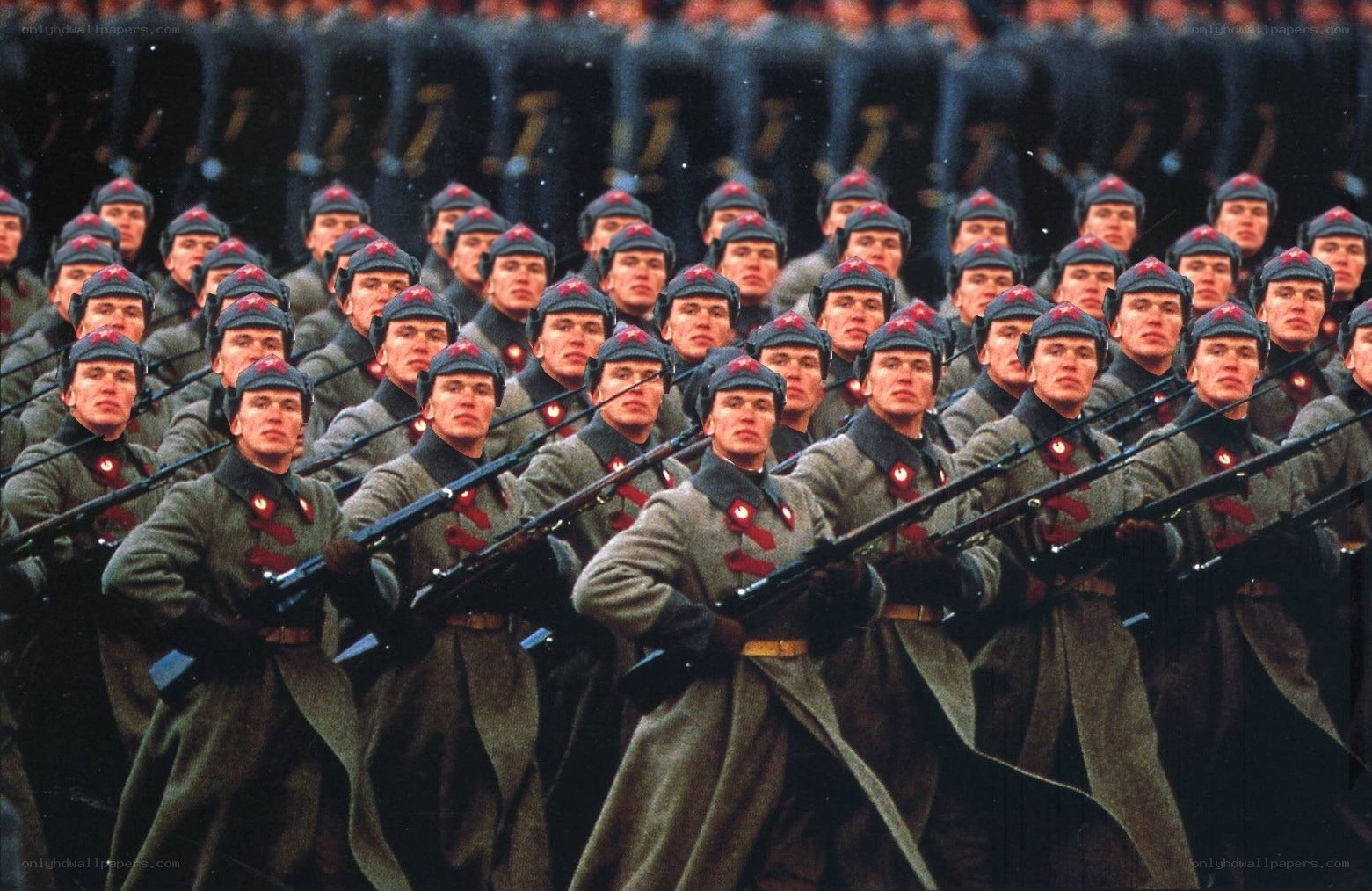 Soviet soldiers marching in formation