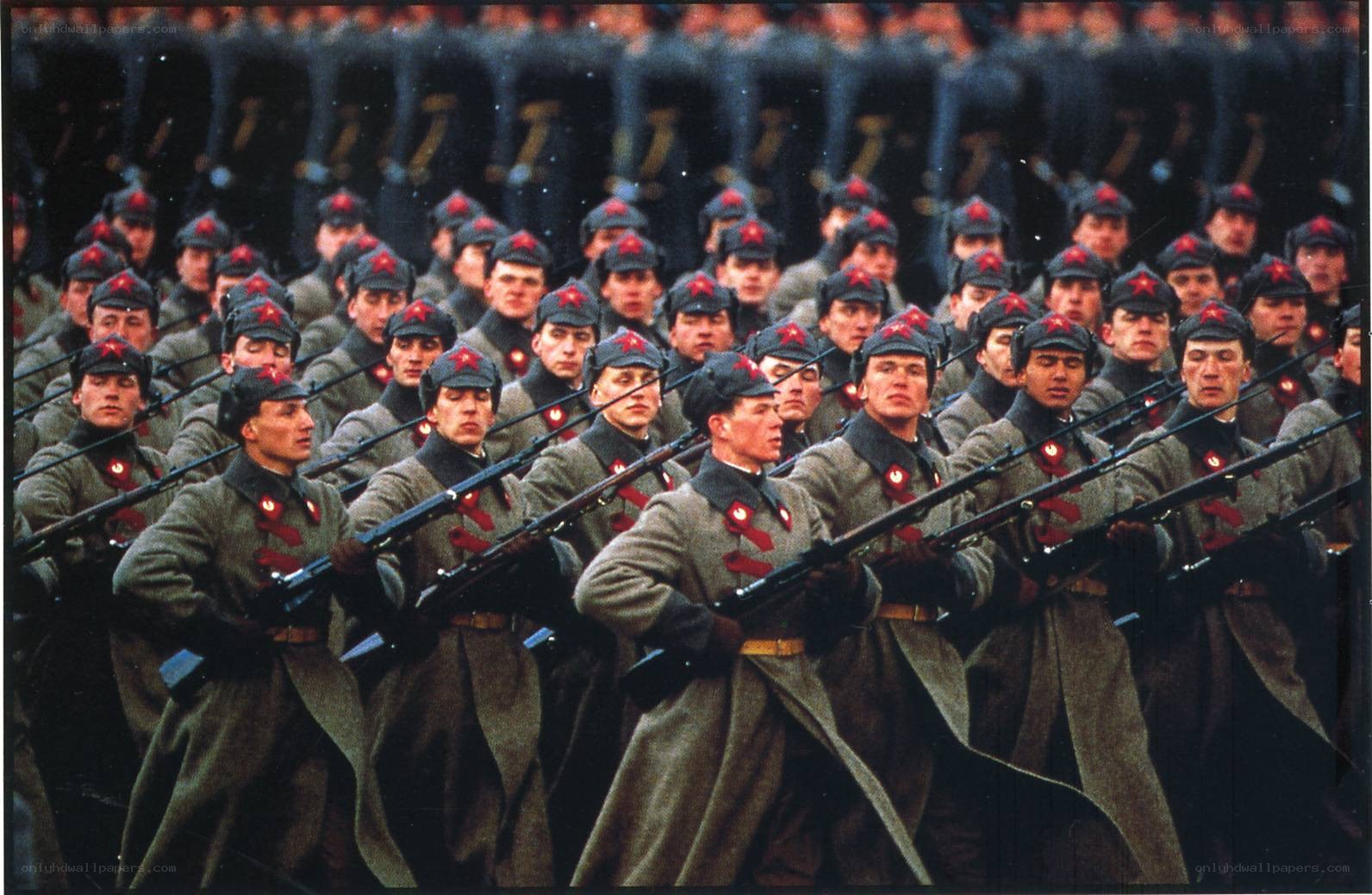 Soviet soldiers marching in formation