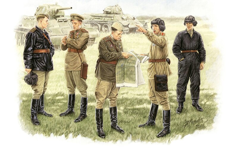 Soviet soldiers with tanks