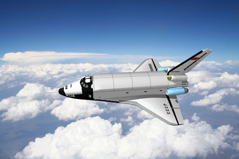 Soviet space shuttle in flight