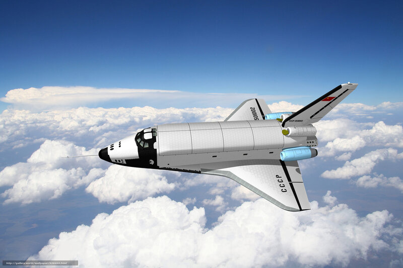 Soviet space shuttle in flight