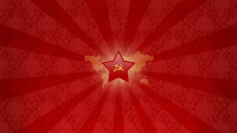 Soviet star over world map
