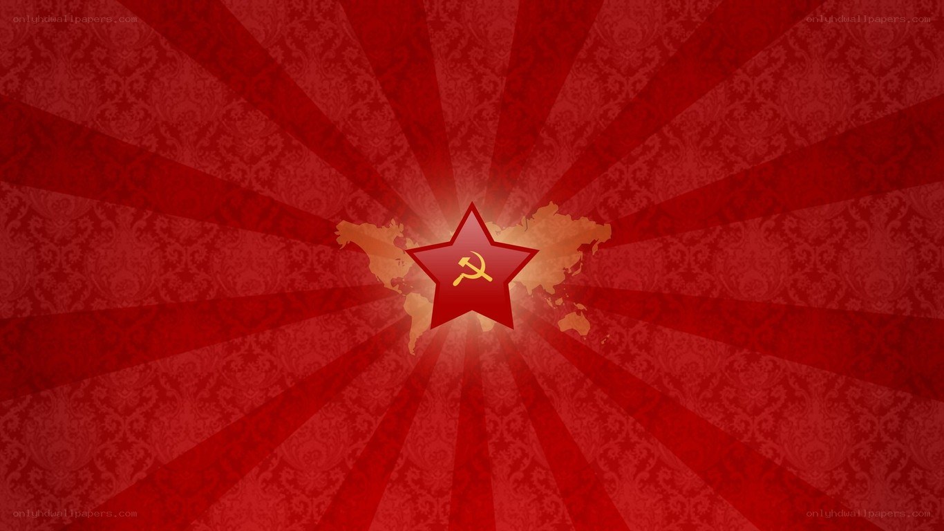 Soviet star over world map