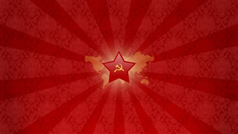 Soviet star over world map