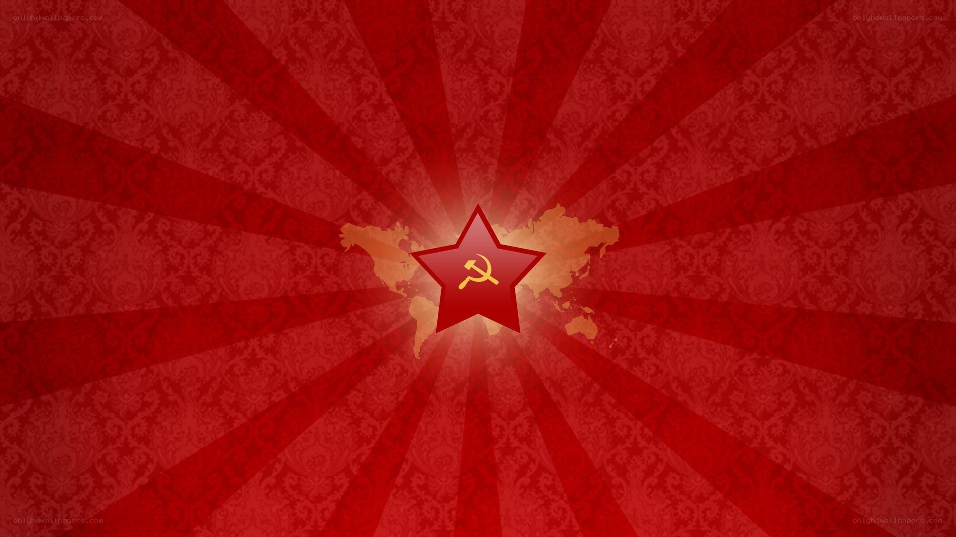 Soviet star over world map
