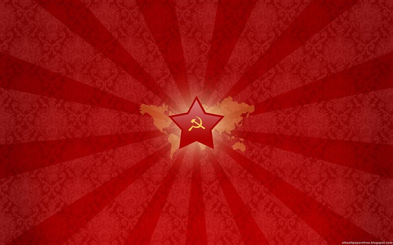 Soviet star over world map