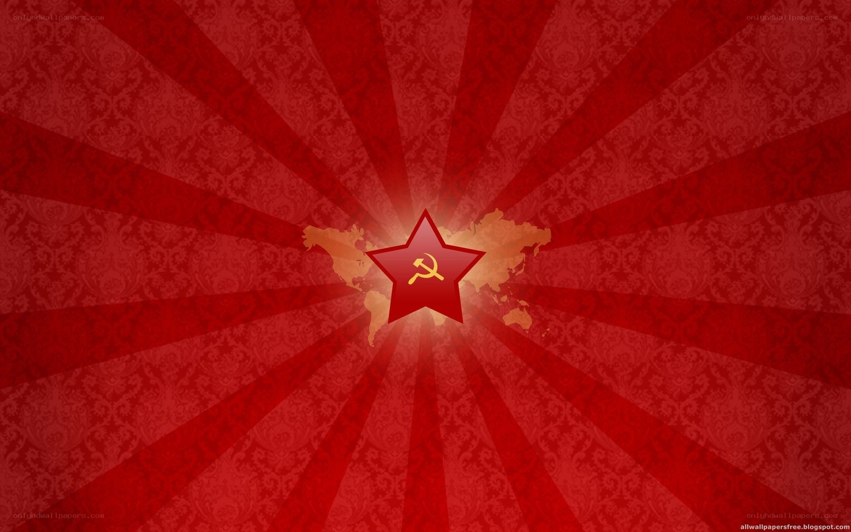 Soviet star over world map