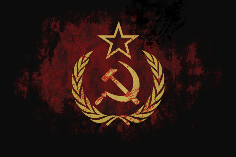 Soviet symbol with blood splatter