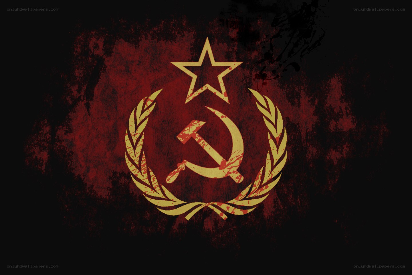 Soviet symbol with blood splatter