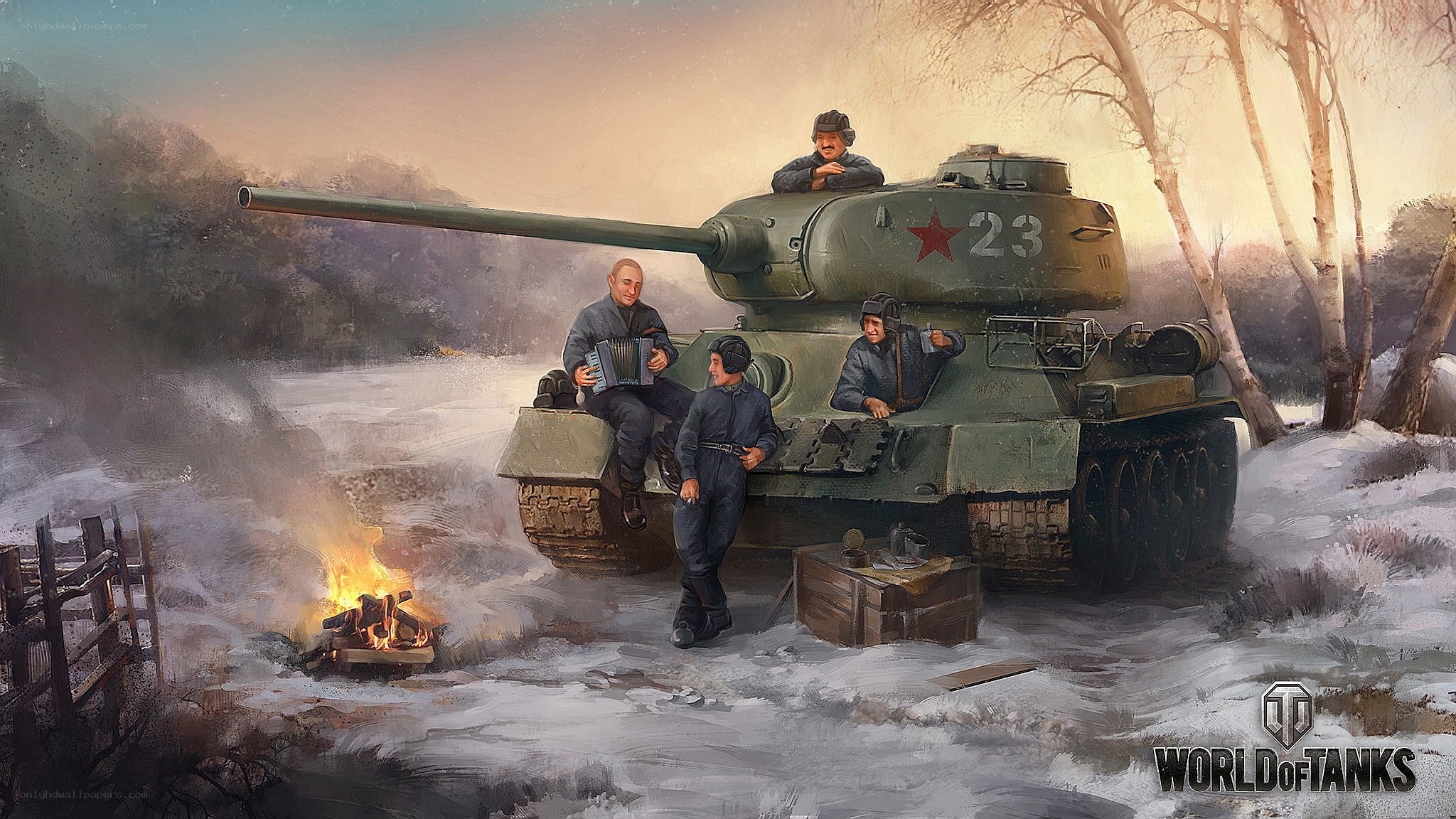 Soviet tank crew in winter